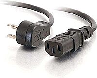 C2G Legrand 18 AWG Computer Power Cord, Black Universal Power Cord, 3 Foot Computer Extension Cord with Flat Plug Power Cord, 1 Count, C2G 27901