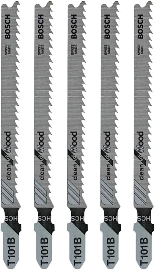 Bosch T101B 5 pc. 4 in. 10 TPI Variable Pitch Clean for Wood T-Shank Jig Saw Blades