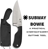 Spyderco Subway Bowie Fixed Blade Knife with Ultra-Corrosion Resistant LC200N Blade and FRN Handle