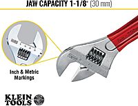 Klein Tools D507-8 Adjustable Wrench, Extra Capacity Jaw Forged Drive Wrench with High Polish Chrome Finish