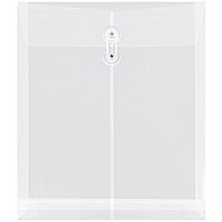 JAM PAPER Open-End Plastic Envelopes, Button & String