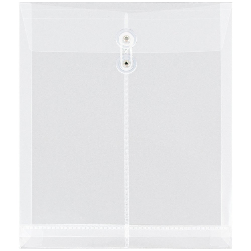 JAM PAPER Open-End Plastic Envelopes, Button & String