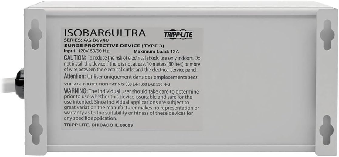 TRIPP LITE Isobar Series Surge Protector Power Strip, Metal, 3330 Joules, 6 ft Cord