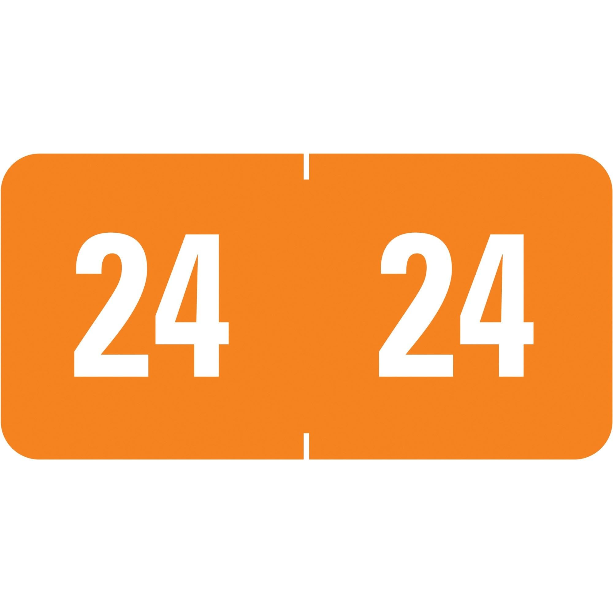 Smead® ETS Color-Coded Year Labels, SMD67924, 1/2" x 1", Orange, 25 Labels Per Sheet, Pack of 10 Sheets