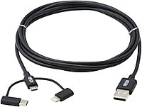 Tripp Lite 3 in 1 Multi Charging USB Cable, USB-A to Lightning, USB Micro B, and USB-C Universal All in One Charger Cable, Sync and Charge Cord, 6 ft. (M101-006-LMC-BK)