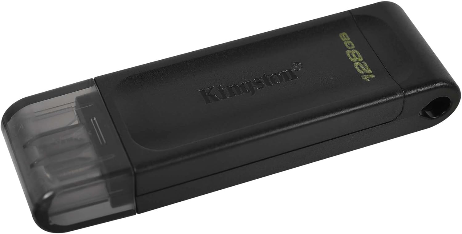 Kingston DataTraveler 70 128GB Portable and Lightweight USB-C flashdrive with USB 3.2 Gen 1 speeds DT70/128GB, Black