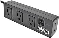 Tripp Lite 3 Outlet Surge Protector Power Strip with Mounting Brackets, 10ft Cord, 2 USB Charging Ports, & $20