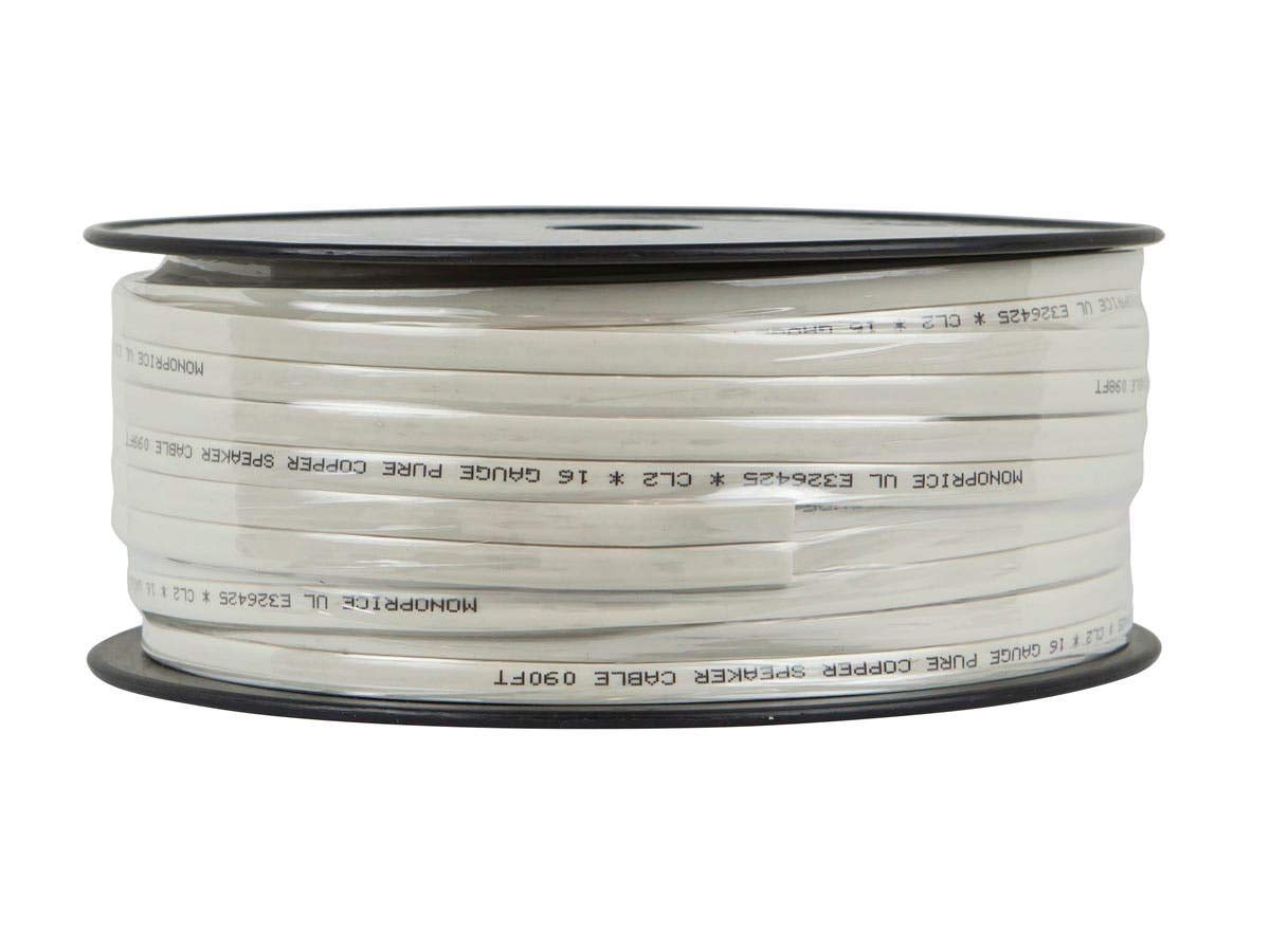 Monoprice 16AWG Pure Copper Flat Speaker Wire with Gold Plated Banana Plugs