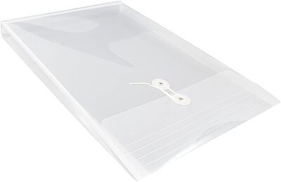 JAM PAPER Open-End Plastic Envelopes, Button & String