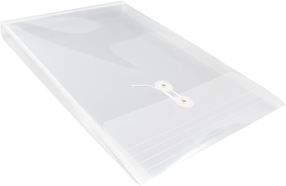 JAM PAPER Open-End Plastic Envelopes, Button & String