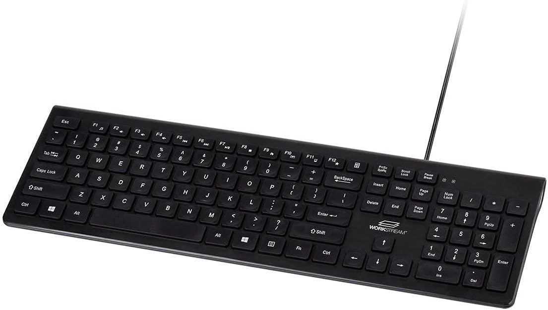 Monoprice Low-Profile Spill-Resistant Silent Keyboard – Membrane Water-Resistant Coating 10 Million Keystrokes