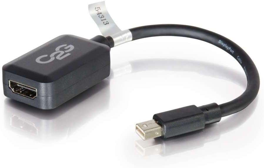 C2G Mini Display Port Adapter, Display Port to HDMI, Male to Female, Black, 8 inches, Cables to Go 54313