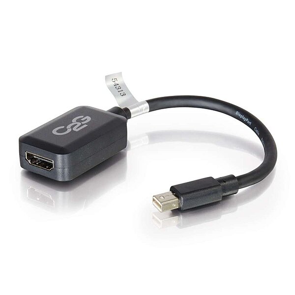 C2G Mini Display Port Adapter, Display Port to HDMI, Male to Female, Black, 8 inches, Cables to Go 54313