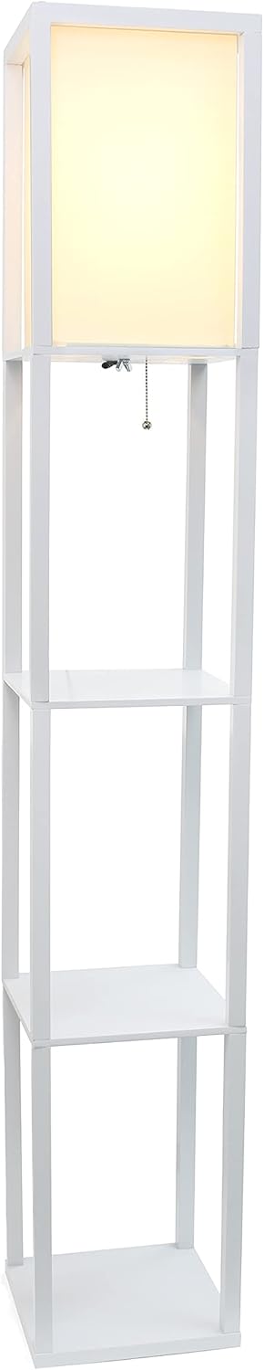 SIMPLE DESIGNS LF1014 3-Shelf Floor Lamp Linen Shade