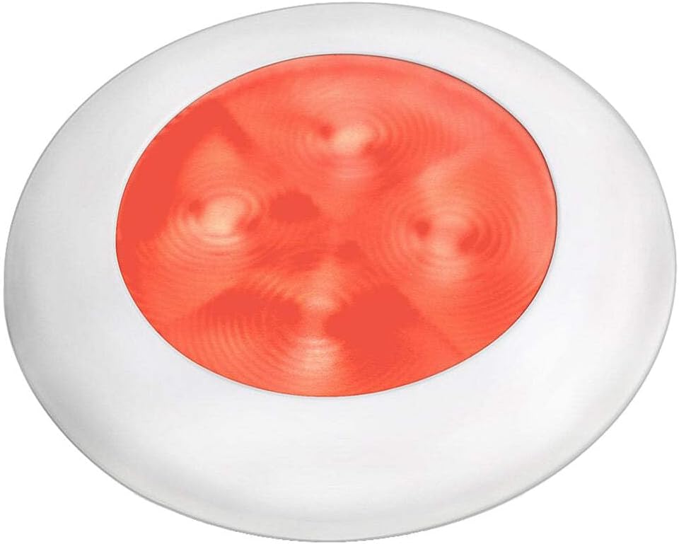 Hella Marine Slim Line LED 'Enhanced Brightness' Round Courtesy Lamp - Red LED - White Plastic Bezel - 12V