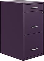 Realspace SOHO Organizer 18inD Vertical 3-Drawer File Cabinet, Purple
