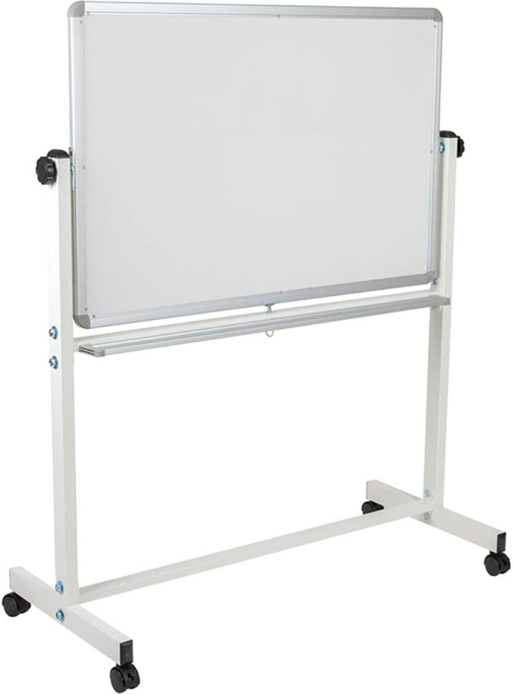 Flash Furniture HERCULES Series Double-Sided Mobile White Board With Pen Tray, 64-3/4inH x 64-1/4inW x 20inD, White
