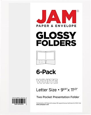 JAM PAPER Laminated Two-Pocket Glossy Presentation Folders - Letter Size
