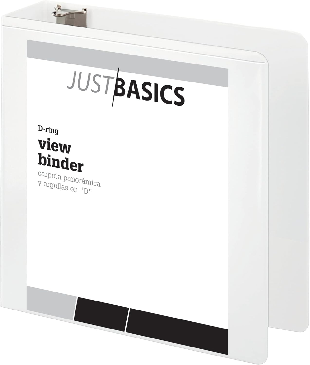 Just Basics D-Ring View Binder, 3" Rings, 38% Recycled, White