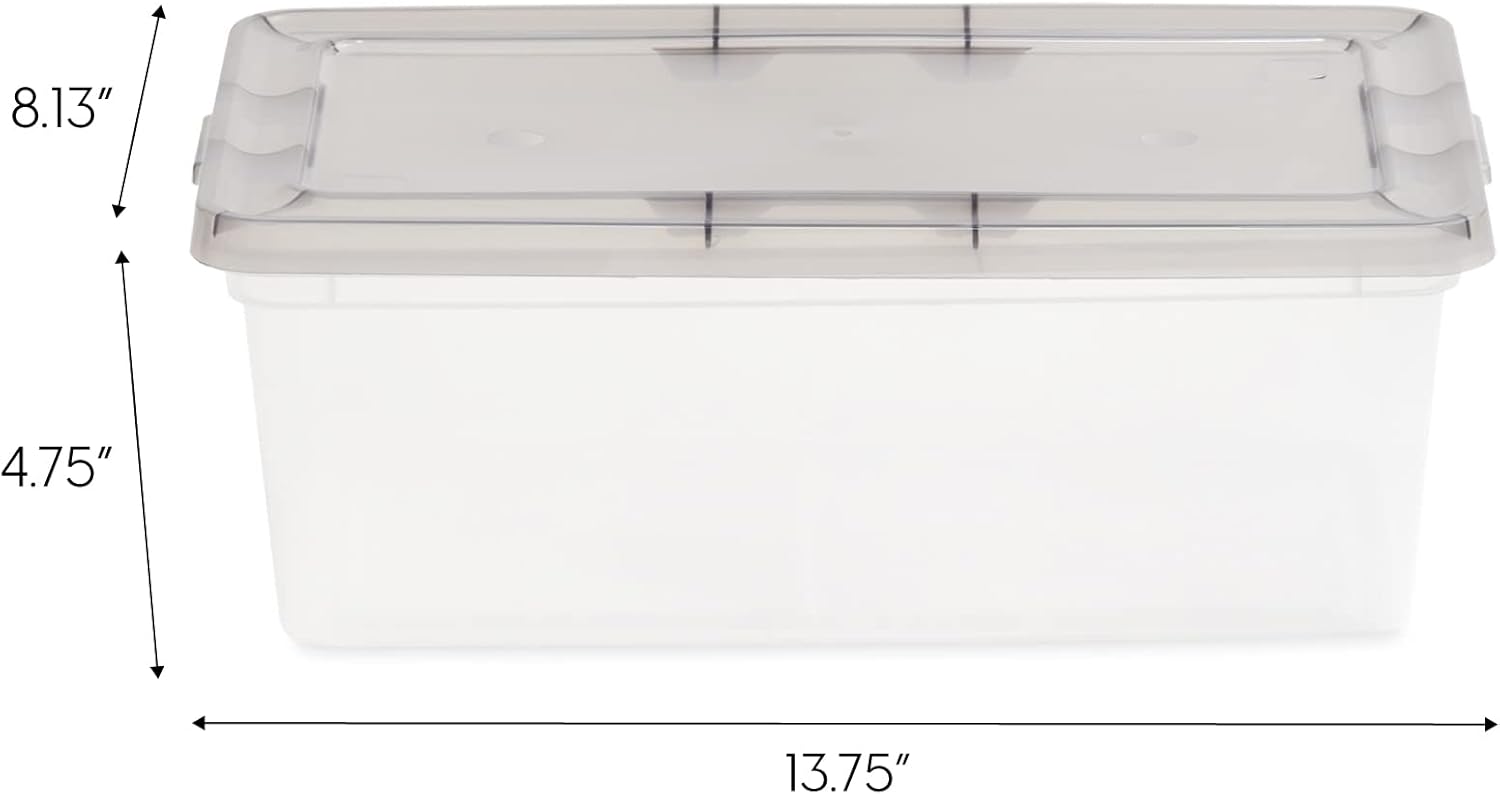 IRIS 6 Quart Snap Top Plastic Storage Boxes, Clear - 10 Pack
