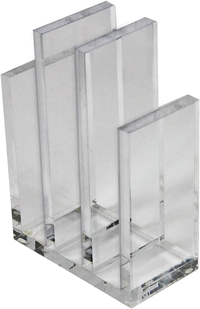 Azar Displays 255035 Clear Acrylic Bookend and Desk File Sorter, File Folder Holder for Office, ½” Thick Acrylic, 2-Pack