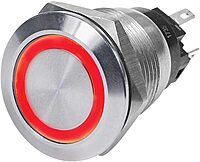 Blue Sea 4162 SS Push Button Switch - Off-On - Red - 10A