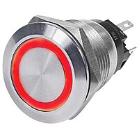 Blue Sea 4162 SS Push Button Switch - Off-On - Red - 10A