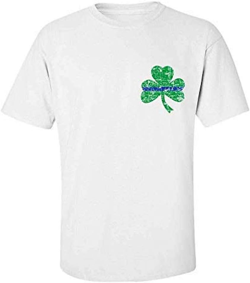 THIN BLUE LINE USA Men's St. Patrick's Day T-Shirt - Shamrock with Thin Blue Line