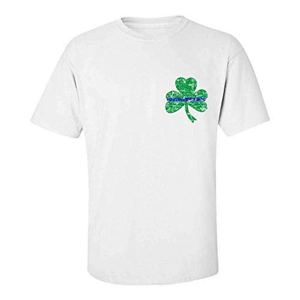 THIN BLUE LINE USA Men's St. Patrick's Day T-Shirt - Shamrock with Thin Blue Line