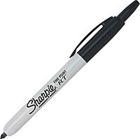 Sharpie Retractable Permanent Markers, Fine Point, Black, Box Of 12