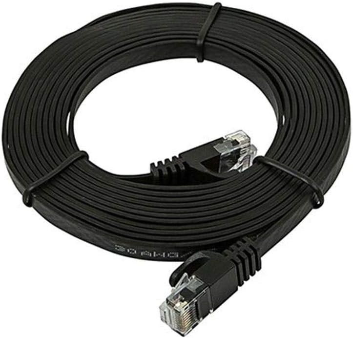 Monoprice Cat6 10ft Black Flat Patch Cable UTP 30AWG 550MHz Pure Bare Copper Snagless RJ45 Flexboot Series Ethernet Cable