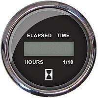 Faria 13715 Chesapeake Stainless Steel Digital Hourmeter (12-32 VDC) - 2" , Black