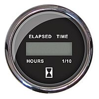 Faria 13715 Chesapeake Stainless Steel Digital Hourmeter (12-32 VDC) - 2" , Black