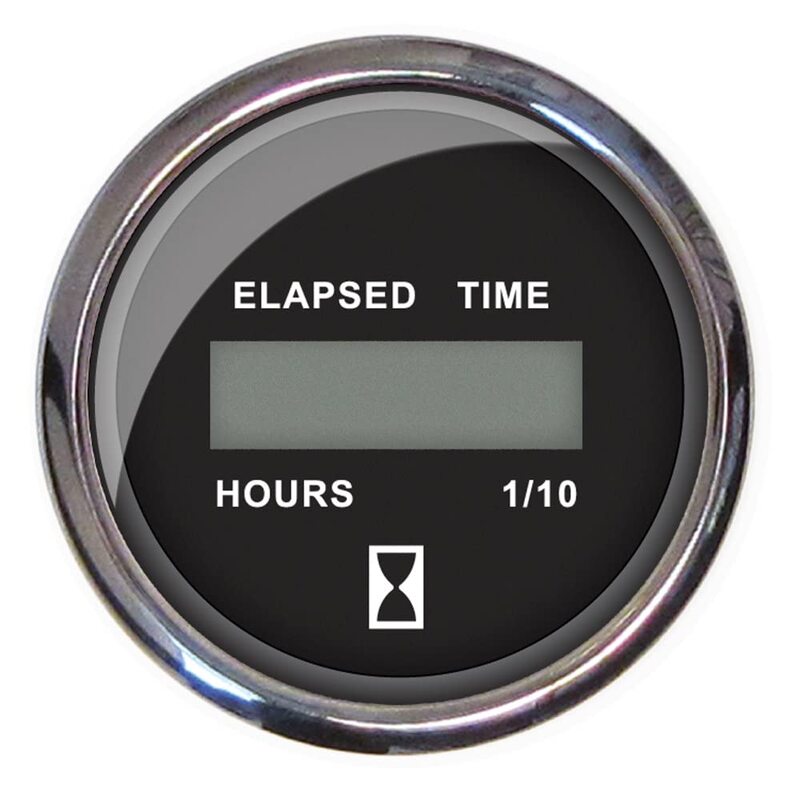 Faria 13715 Chesapeake Stainless Steel Digital Hourmeter (12-32 VDC) - 2" , Black