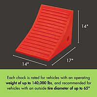 Checkers One Extra Large Wheel Chock for 46-65" Tires, Heavy Duty Wheel Chocks for Semi Trucks, Utility, Tractor Trailer