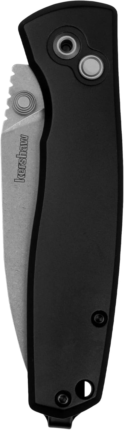 Kershaw Kindred Folding Knife, 3" D2 Steel Spear Point Blade, Black Anodized Aluminum Handle, Lock Mechanism