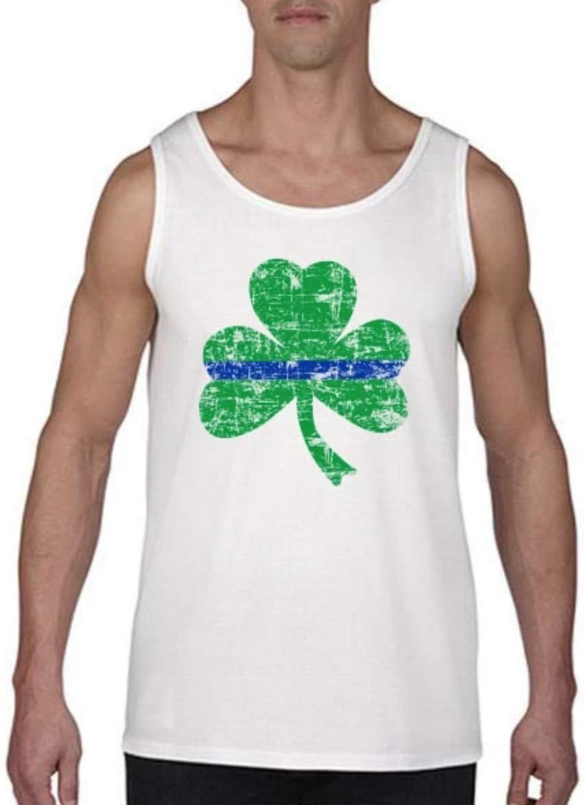 Thin Blue Line St. Patrick's Day Shamrock Men's Tank