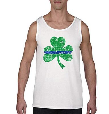 Thin Blue Line St. Patrick's Day Shamrock Men's Tank