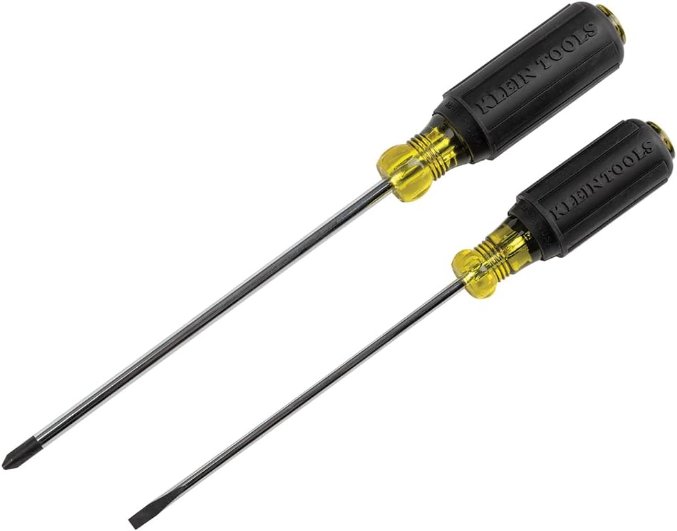 Klein Tools 85742 Screwdriver Set, Made in USA, 3/16 Cabinet and #2 Phillips Precision Machined Tips, Cushion-Grip Handles
