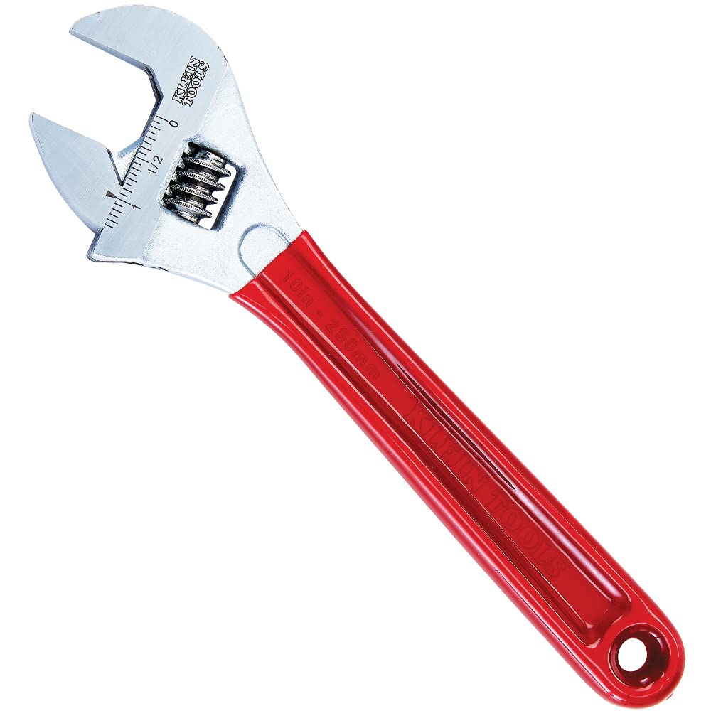 Klein Tools D507-10 Adjustable Drive Wrench, Forged with Extra Capacity Jaw and High Polish Chrome Finish