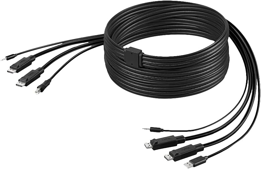Belkin Dual-Head DP to DP KVM Combo Cable, 6ft - 6 ft KVM Cable for KVM Switch, Mouse, Keyboard, Computer, Server - Black