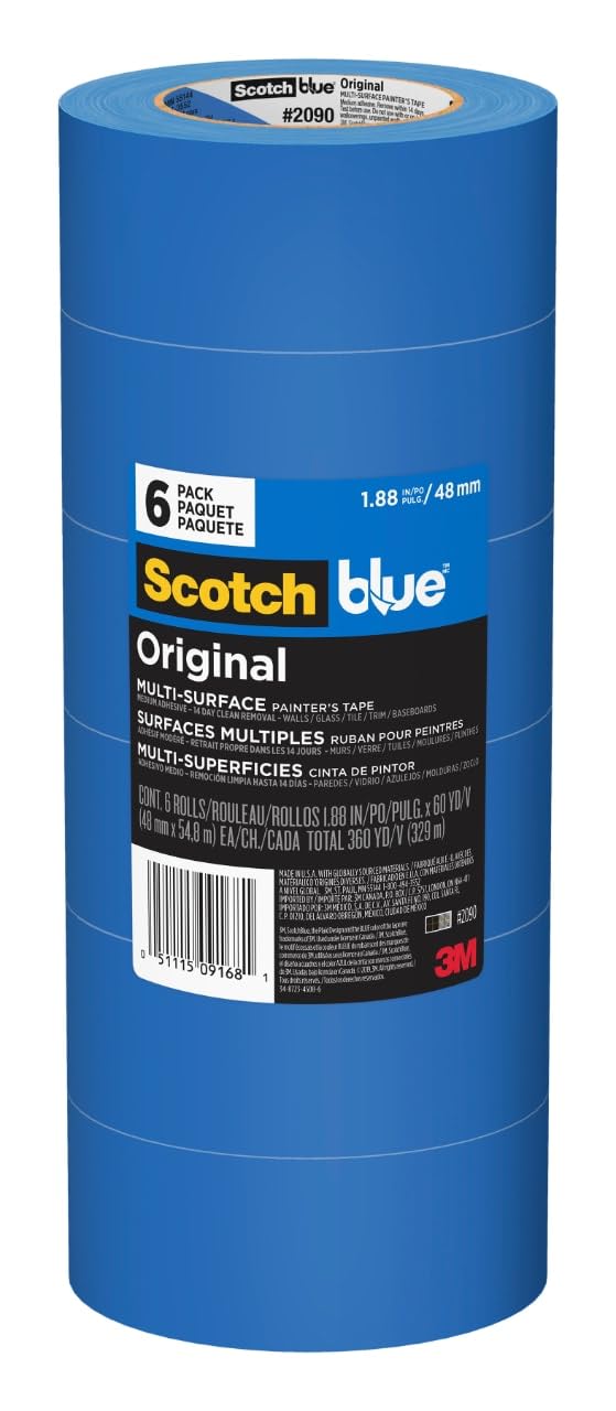 ScotchBlue Original Multi-Surface Painters Tape, 2 Inch Wide (1.88 In. x 60 Yds)