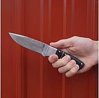 BucknBear Custom Handmade Damascus Utility Hunting Fixe Blade Knife (Green Micarta Handle)