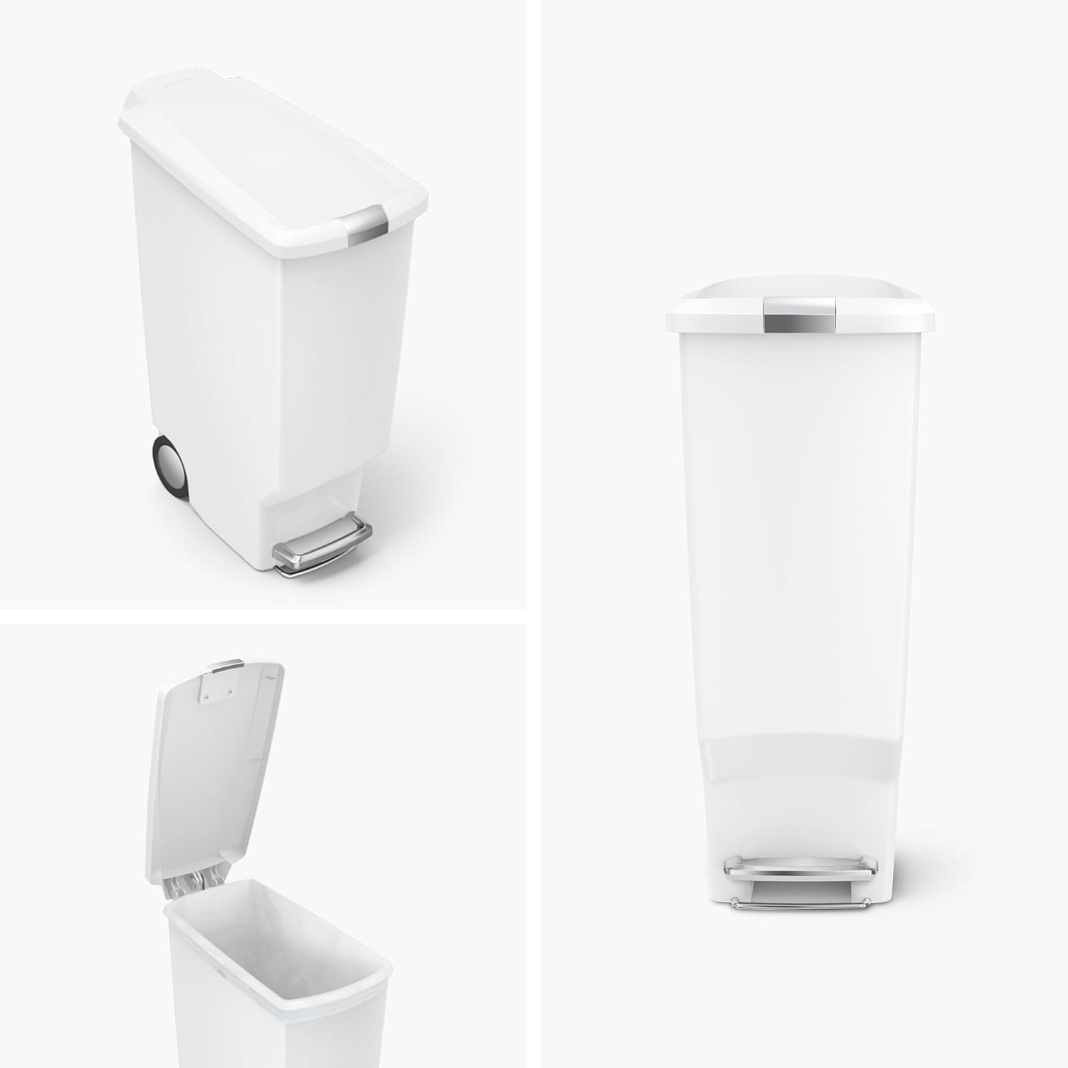 simplehuman 40 Liter / 10.6 Gallon Slim Kitchen Step Trash Can With Secure Slide Lock