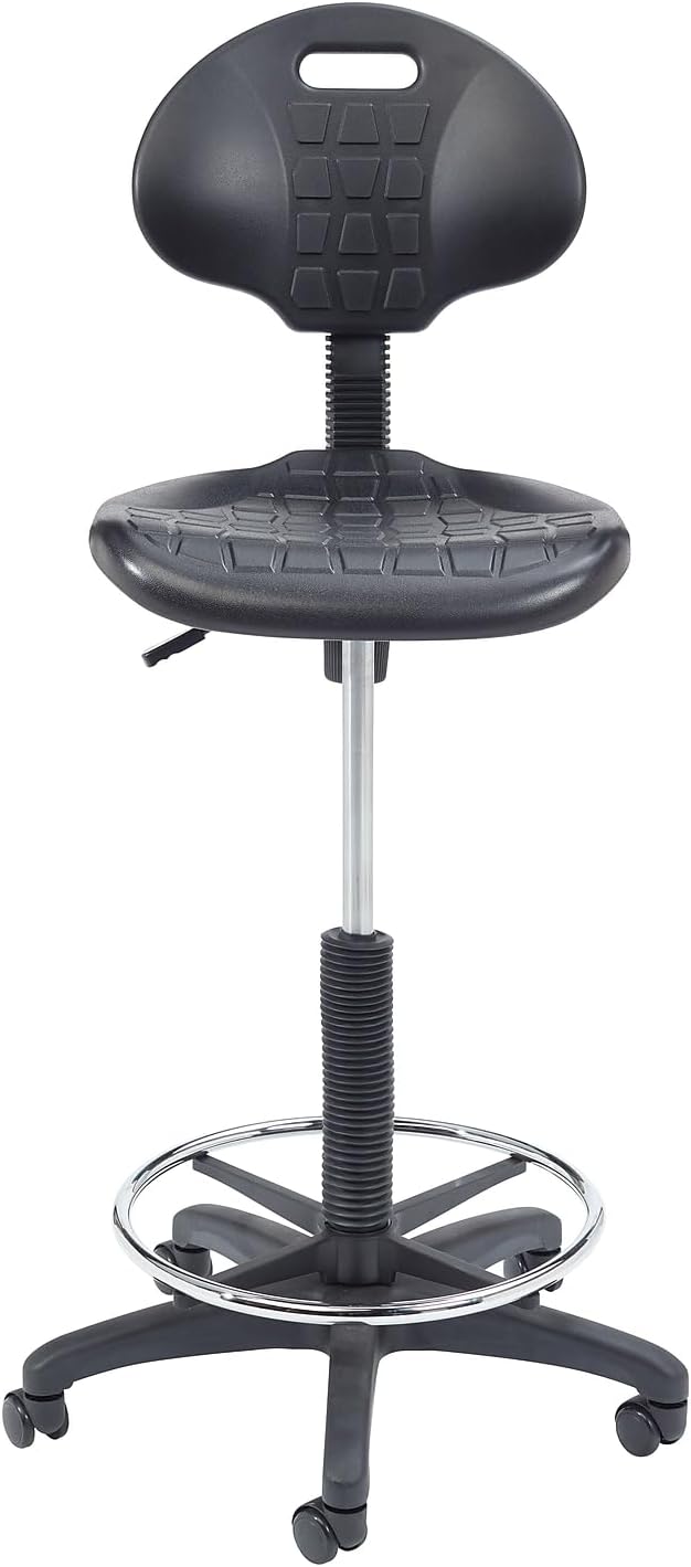 National Public Seating 6700 Series Kangaroo Polyurethane Task Stool, 22 to 32in Seat Height, Black