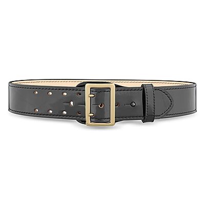 DUTYMAN 2-1/4" Hi-Gloss Leather Sam Browne 2-Row Stitch Duty Belt - Premium Clarino Leather
