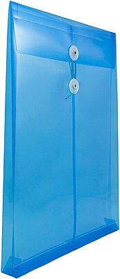 JAM PAPER Open-End Plastic Envelopes, Button & String