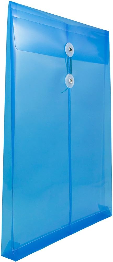 JAM PAPER Open-End Plastic Envelopes, Button & String