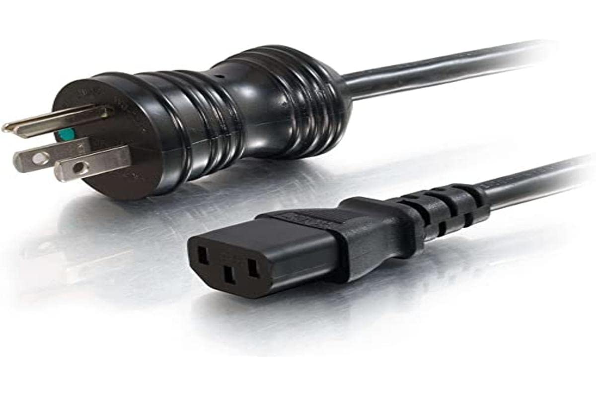 C2G 48007 16 AWG Hospital Grade Power Cord - NEMA 5-15P to IEC320C13, TAA Compliant, Black (10 Feet