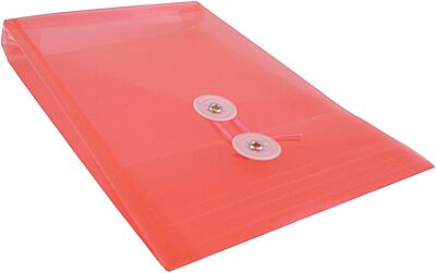 JAM PAPER Open-End Plastic Envelopes, Button & String